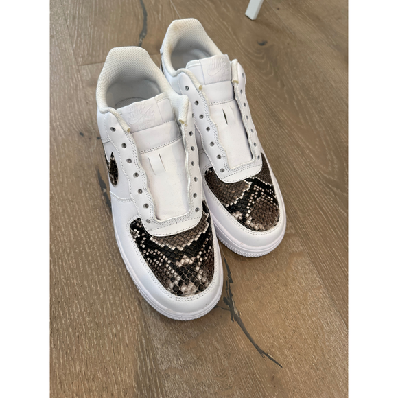 Nike Shoes - Nike Air Force 1 Sneakers with Snake Print Detail Size 8 in White